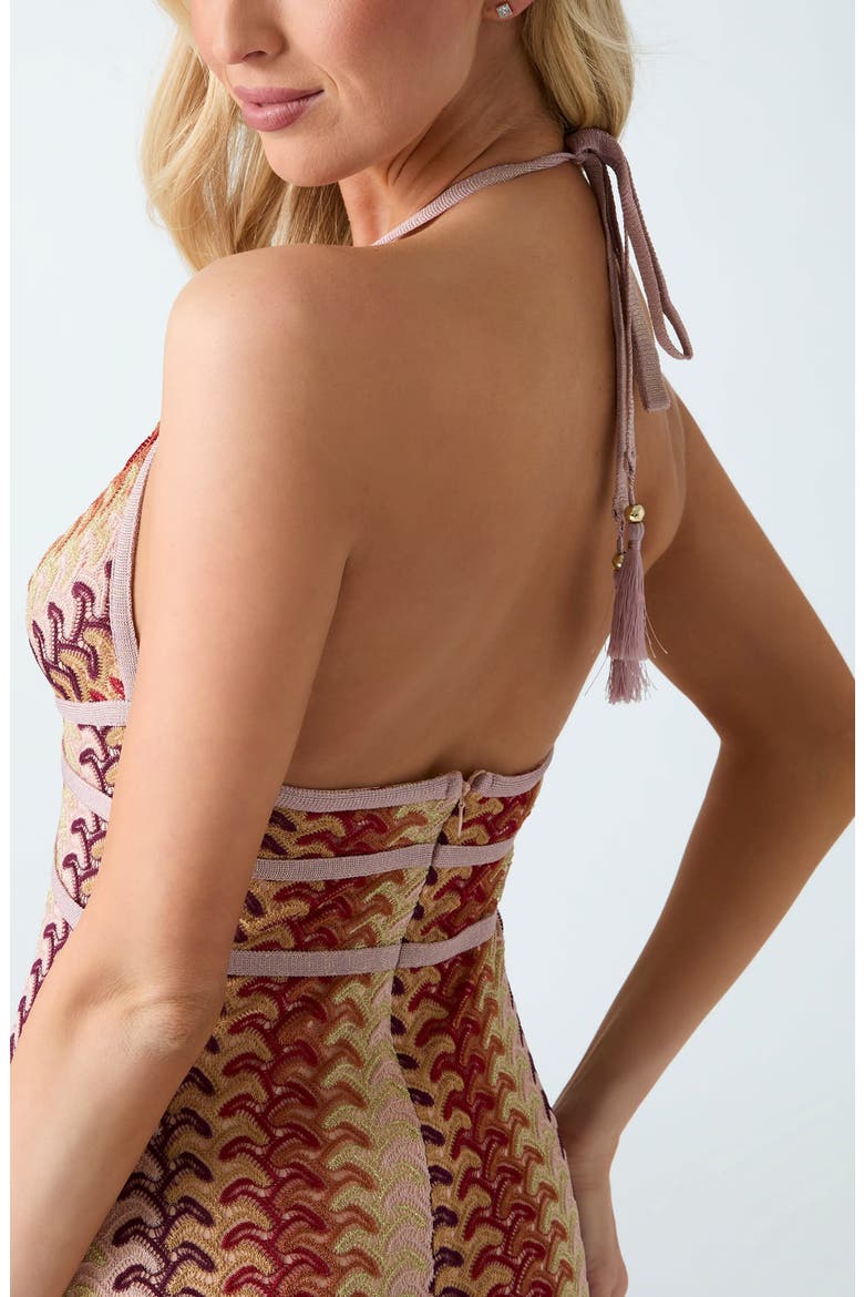 Fearne Metallic Halter Midi Dress, Alternate, color, DREAM PINK MULTI