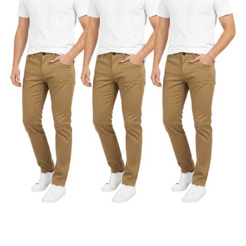 Mens 3 Pack Chinos Slim Fit Stretch Pants