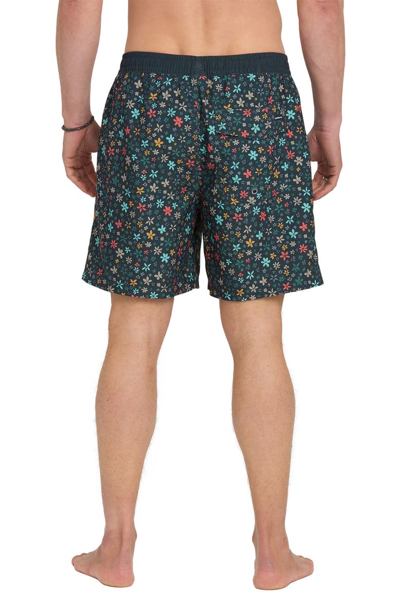 Quiksilver Everyday Ditsy Floral Volley Swim Trunks, Alternate, color, Black