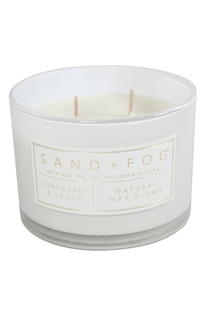 SAND AND FOG Cranberry & Cedar Two-Wick Candle, Alternate, color, White
