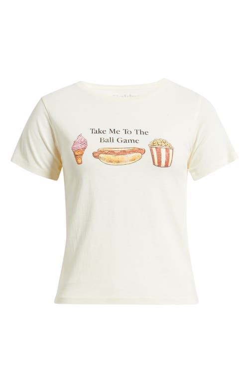 Golden Hour Take Me To The Ball Game Cotton Graphic T-shirt In White