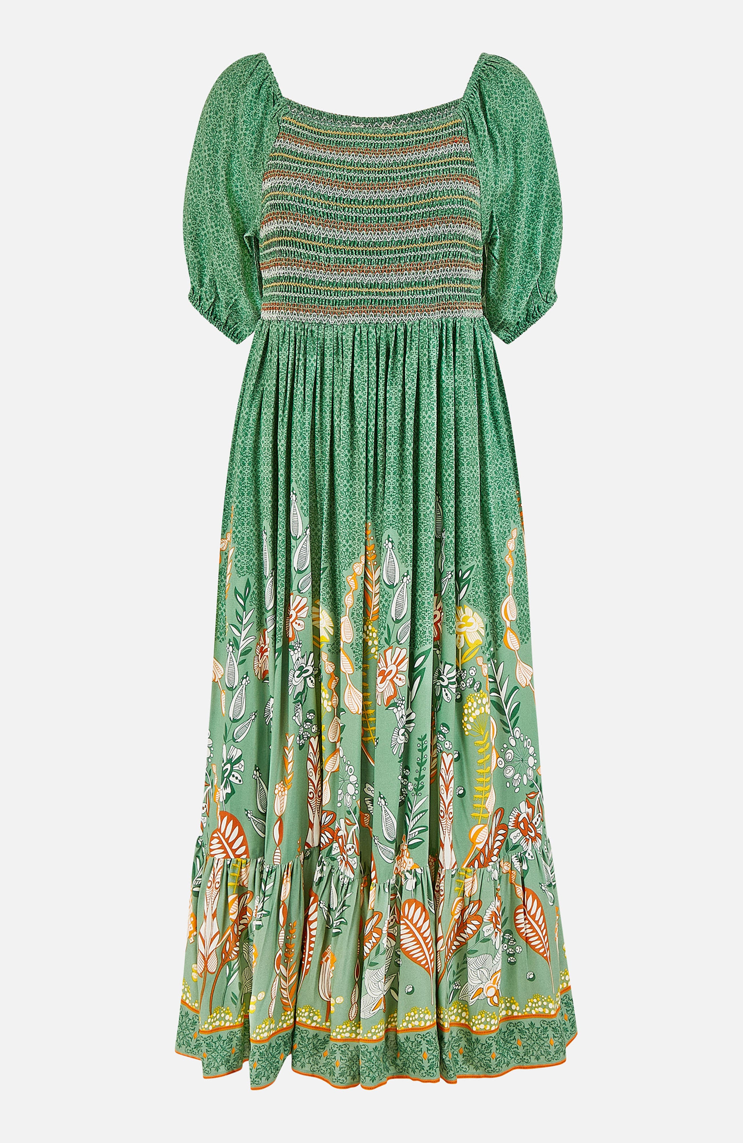 Ruched Leaf Print Maxi Dress - image 2