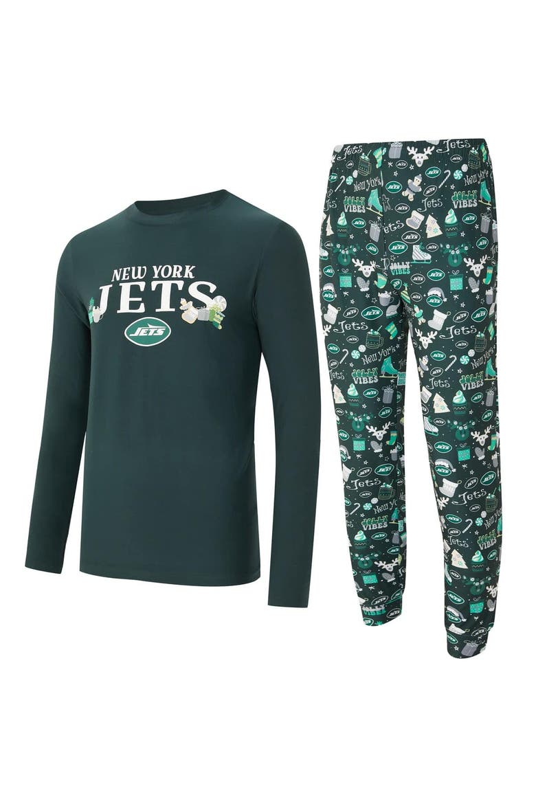 Men's Concepts Sport  Green New York Jets Chestnut Long Sleeve Top & Pants Set, Main, color, Green