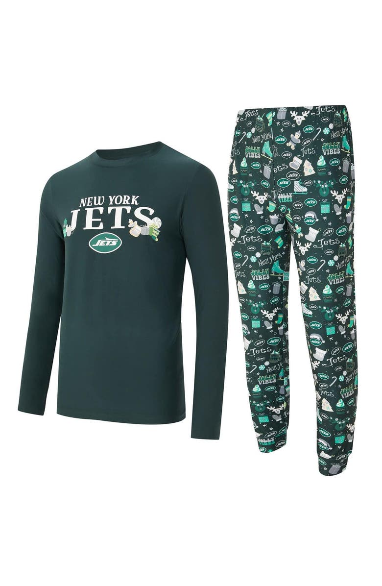 CONCEPTS SPORT Men's Concepts Sport  Green New York Jets Chestnut Long Sleeve Top & Pants Set, Main, color, Green