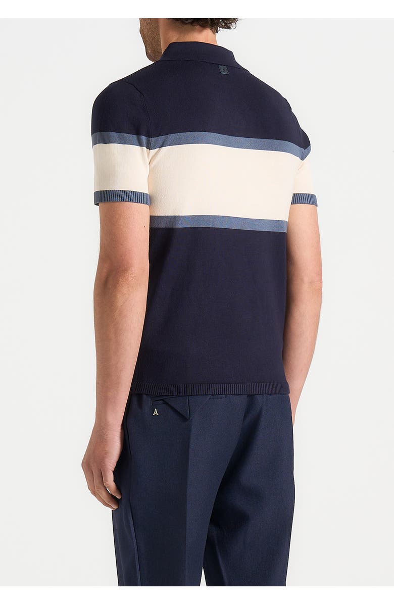 Manière De Voir Enzo Colour Block Polo Top, Alternate, color, Navy
