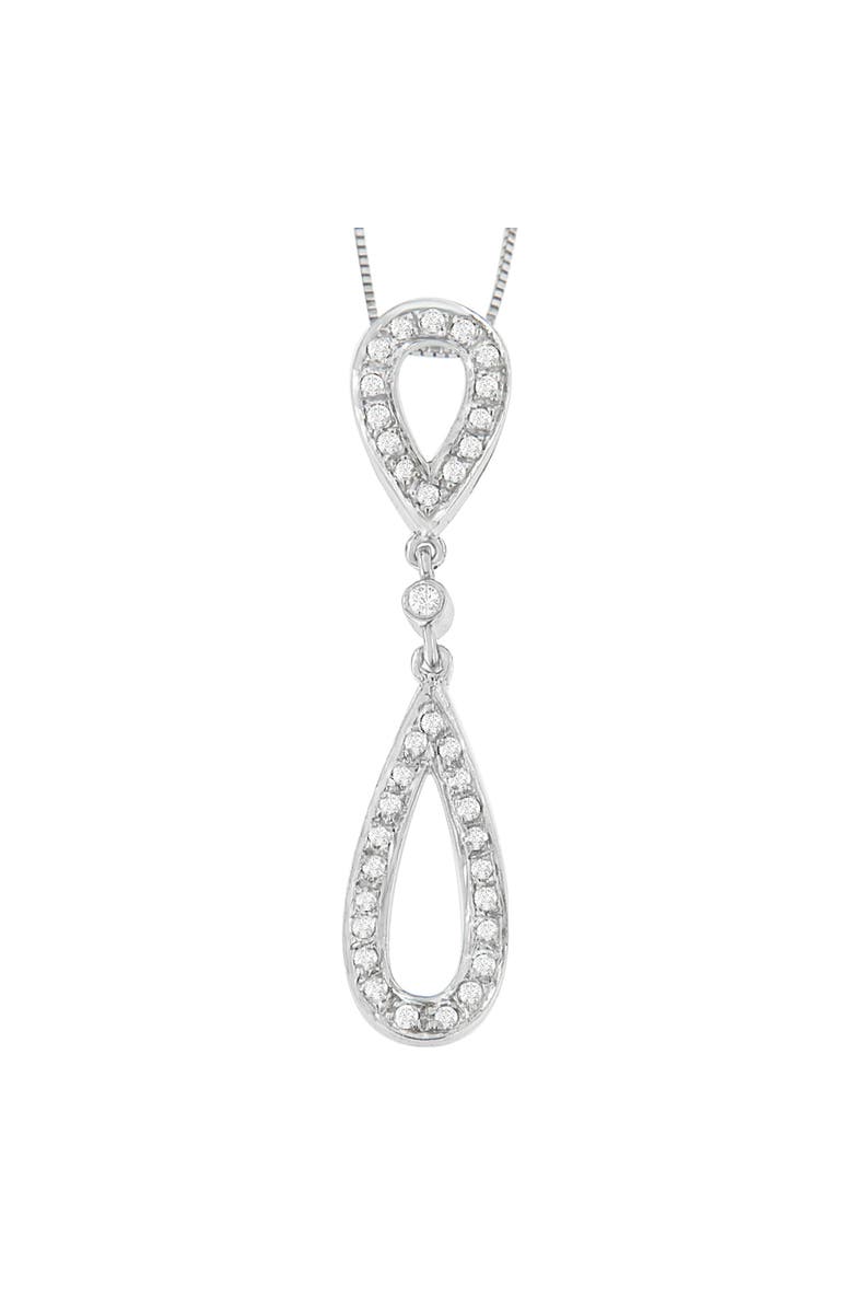 Haus of Brilliance 14 White Gold 1/4 cttw Round Cut Diamond Double Tear Drop Pendant Necklace, Alternate, color, White