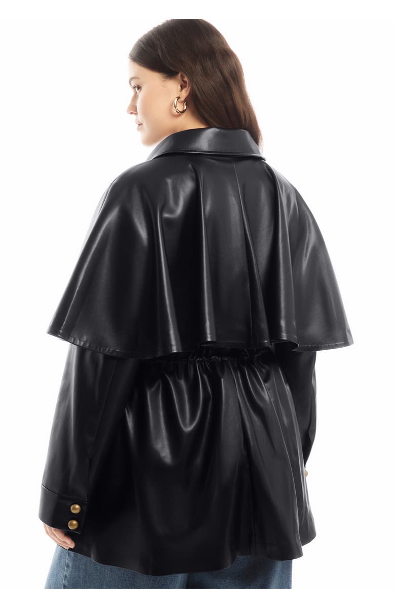June + Vie Faux Leather Cape Jacket, Alternate, color, Black Onyx