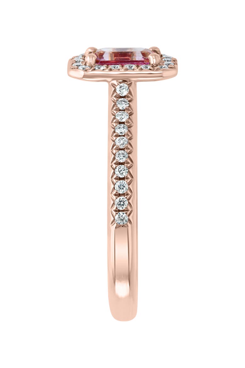 14K Rose Gold Pink Sapphire & Diamond Halo Ring - 0.28ct., Alternate, color, PINK