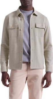 Bugatchi Slub Knit Wool & Cotton Button-Up Shirt Jacket