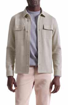 Slub Knit Wool & Cotton Button-Up Shirt Jacket