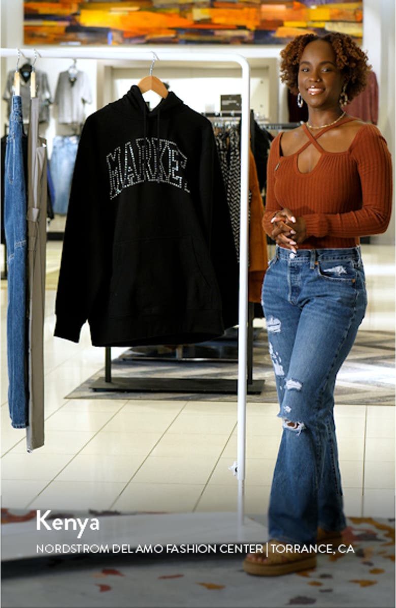 Arc Swarovski<sup>®</sup> Crystal Embellished Cotton Logo Hoodie, sales video thumbnail