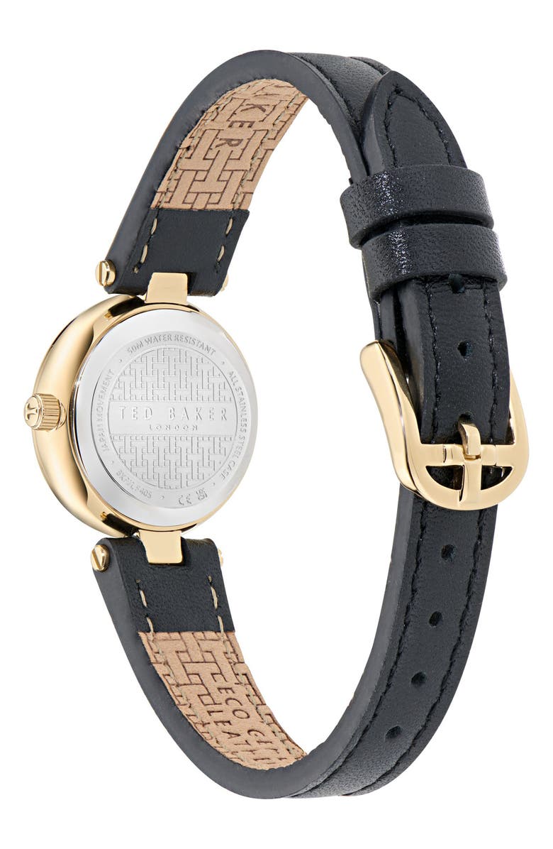 Ted Baker Jolyye Leather Strap Watch, 24mm, Alternate, color, Black