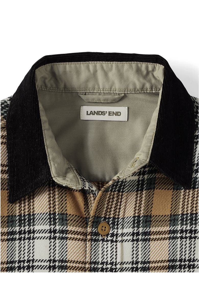 Lands' End Authentic Flannel Shirt with Corduroy Collar, Alternate, color, Butter Brown/Ivory Latte Plaid