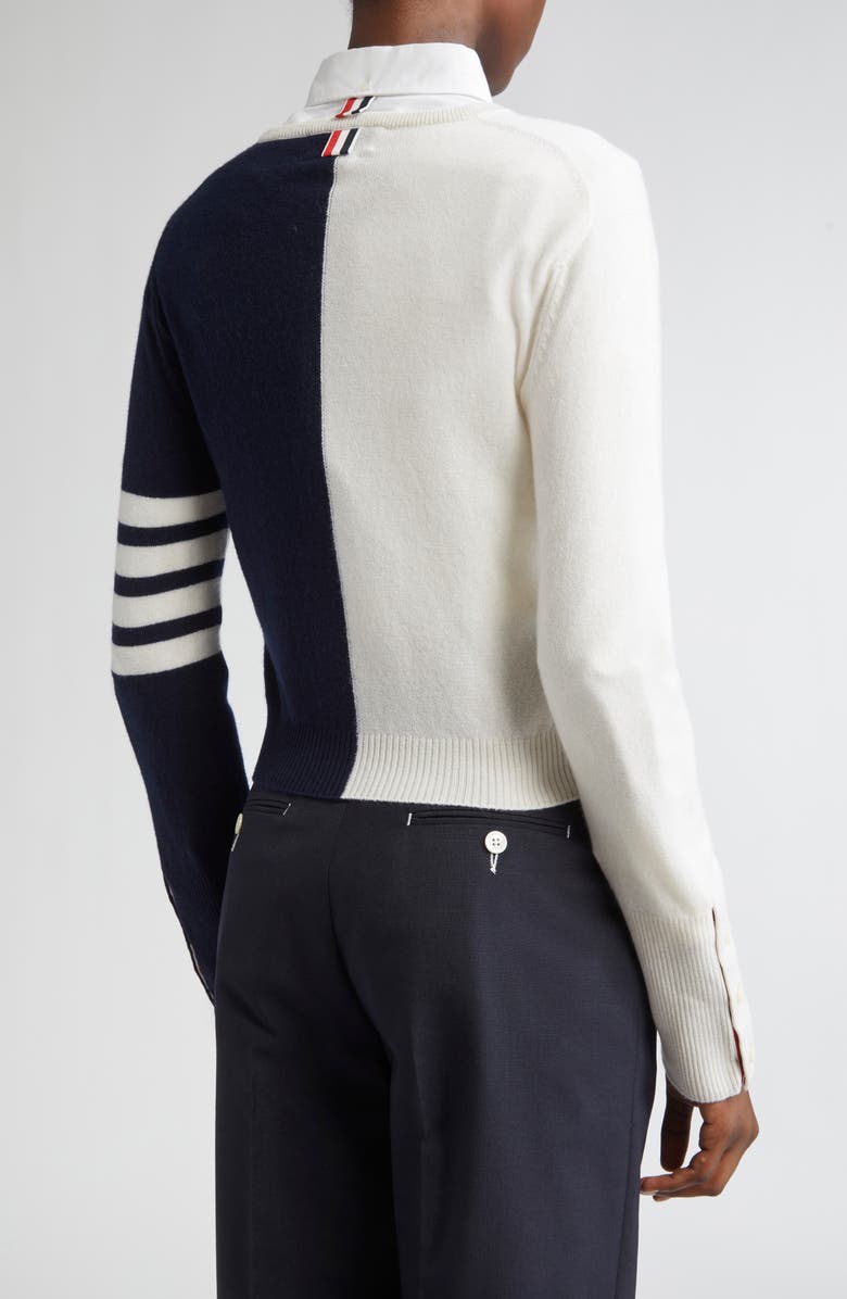 Thom Browne 4-Bar Crop Cashmere Cardigan, Alternate, color, 