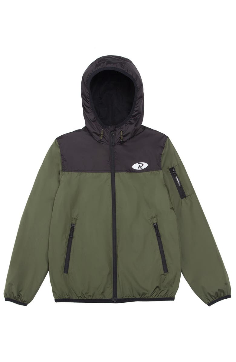 Rokka&Rolla Kids' Lightweight Hooded Windbreaker, Main, color, Black Olive