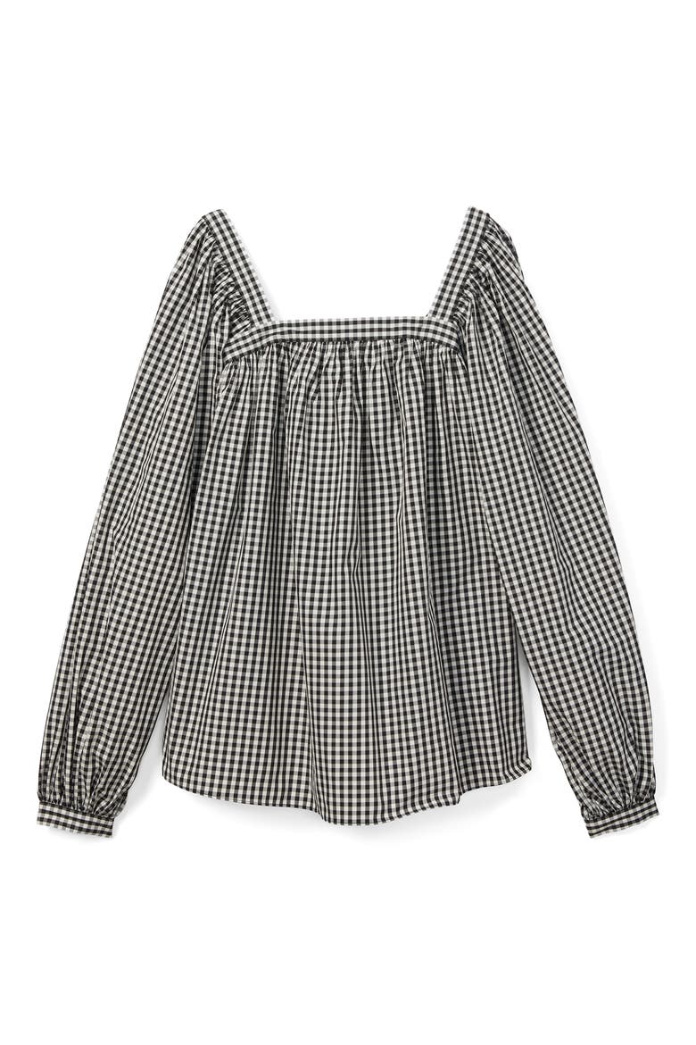gingham belle blouse, Alternate, color, BLACK