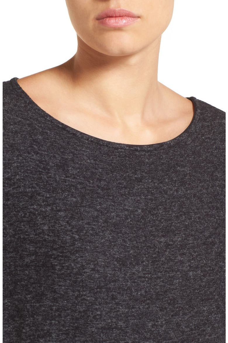 Gibson Cozy Ballet Neck High/Low Pullover, Alternate, color, HEATHER BLACK