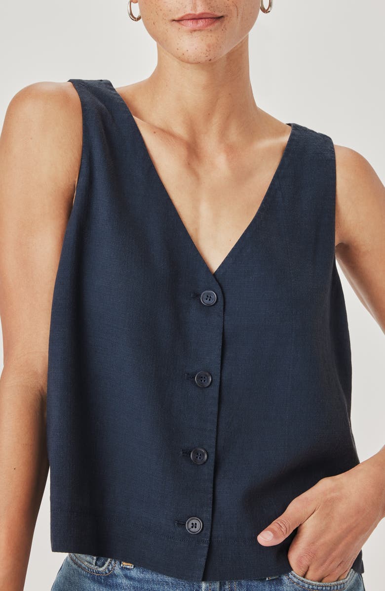 Splendid Adele Linen Blend Vest, Alternate, color, Navy Blue
