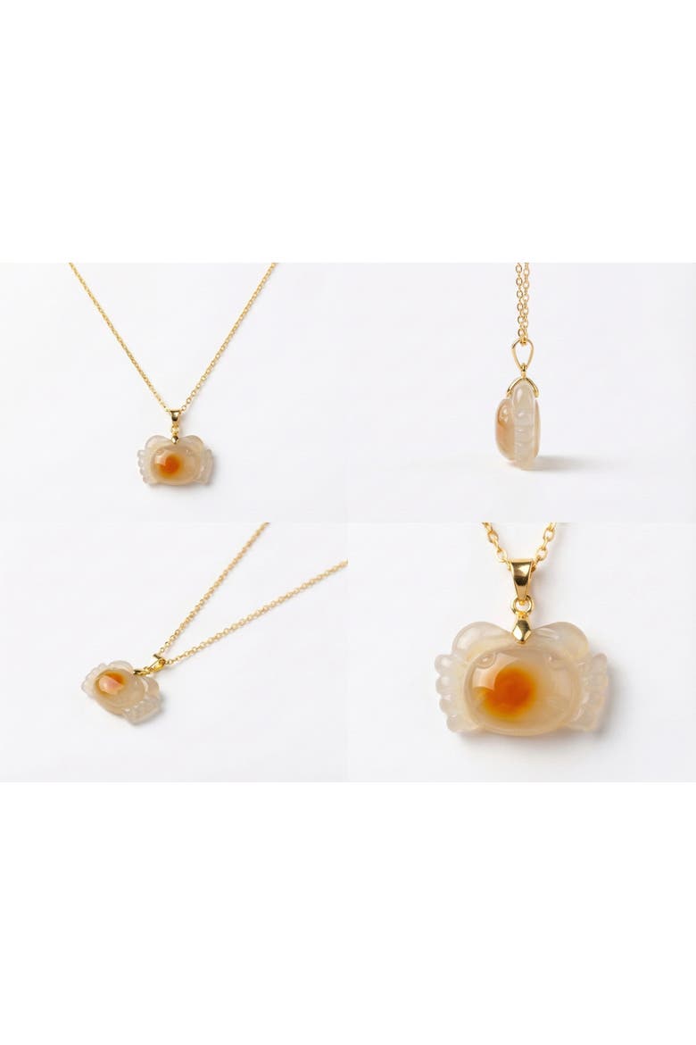 Zodiac Cancer Agate Necklace, Alternate, color, Off white