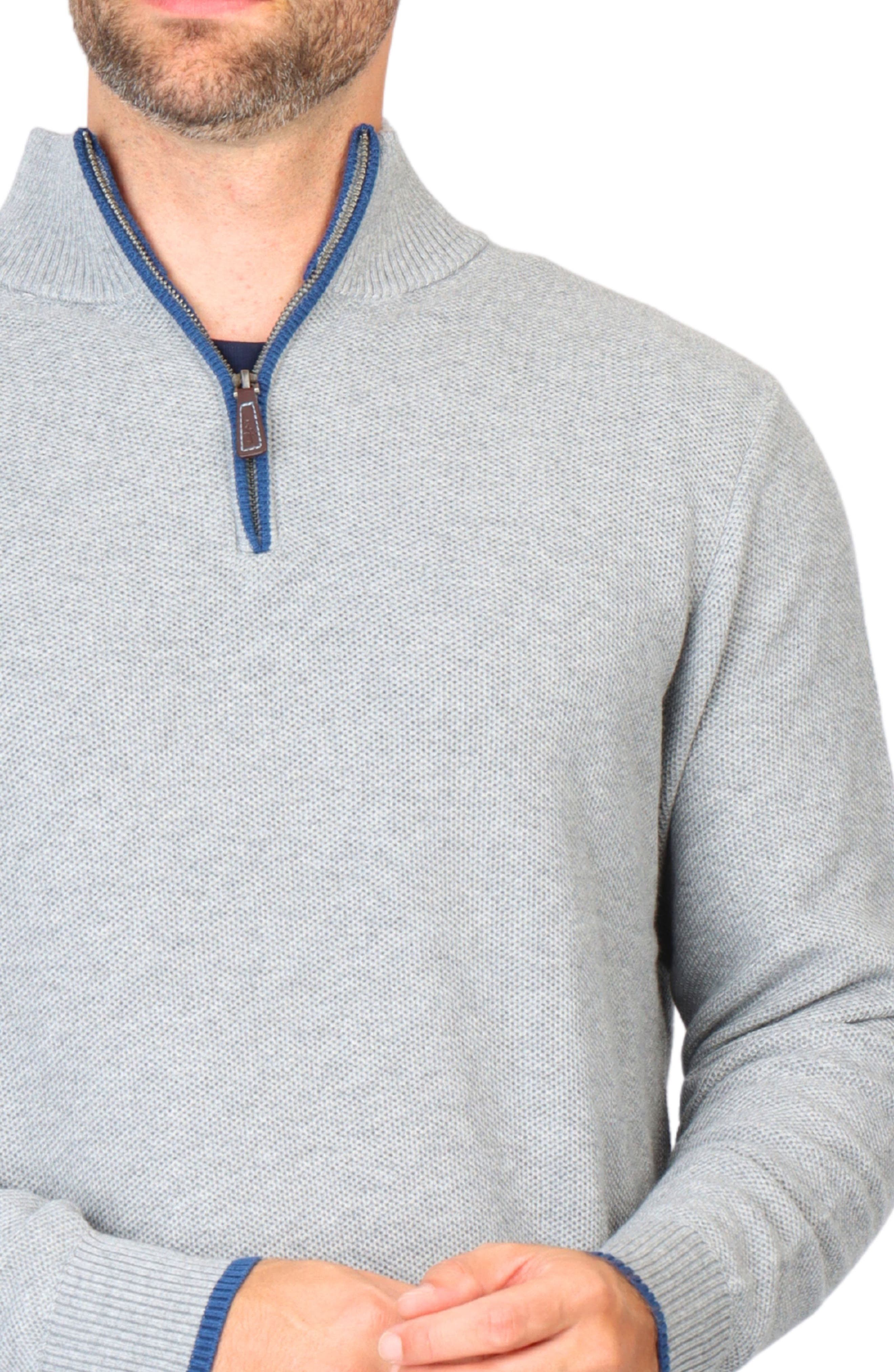 Waffle Knit Quarter Zip Sweater