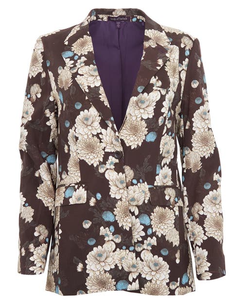 Lords Of Harlech Jane Stretch Tencel Tailored Blazer Montgat Paisley In Brown