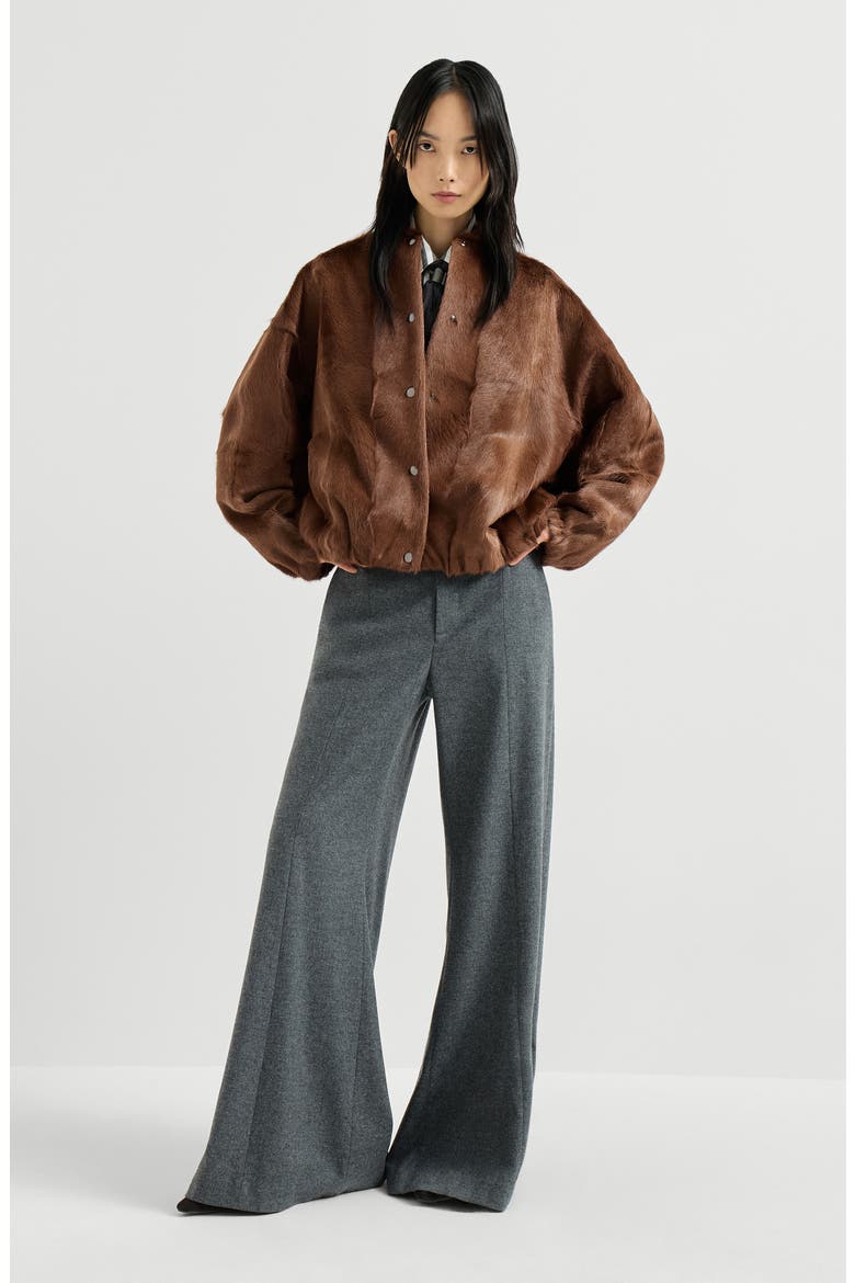 Cashmere shearling bomber jacket with monili, Alternate, color, Mahogany