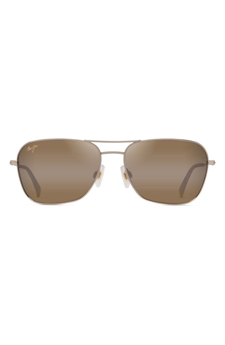 Maui Jim Naauao 58mm PolarizedPlus2<sup>®</sup> Gradient Aviator Sunglasses, Main, color, Gold Red Brown