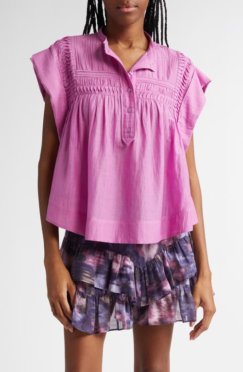 ISABEL MARANT ÉTOILE ISABEL MARANT ÉTOILE LEAZA TEXTURED YOKE COTTON BLEND TOP 
