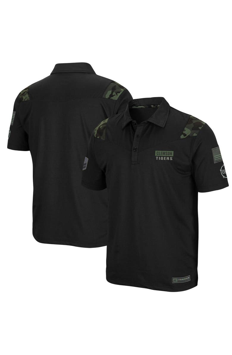COLOSSEUM Men's Colosseum Black Clemson Tigers OHT Military Appreciation Sierra Polo, Alternate, color, 