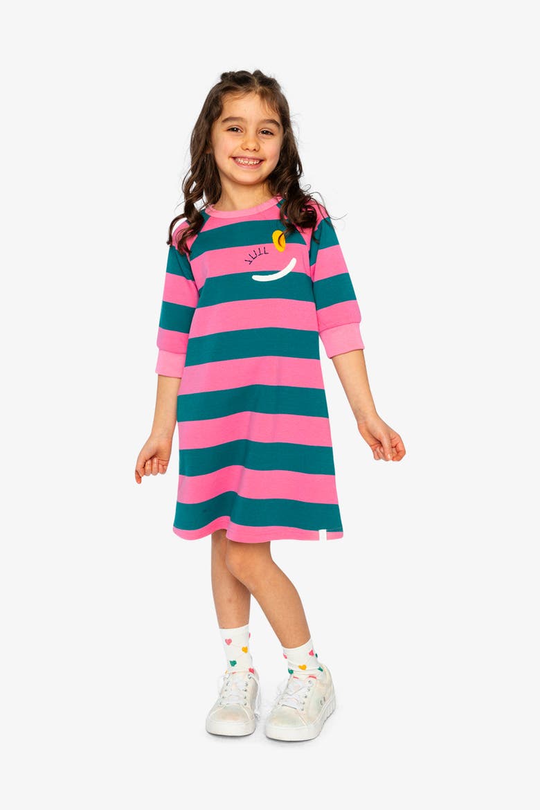Relaxed Knit Engineer Stripe Dress, Alternate, color, Pink and Green Stripes