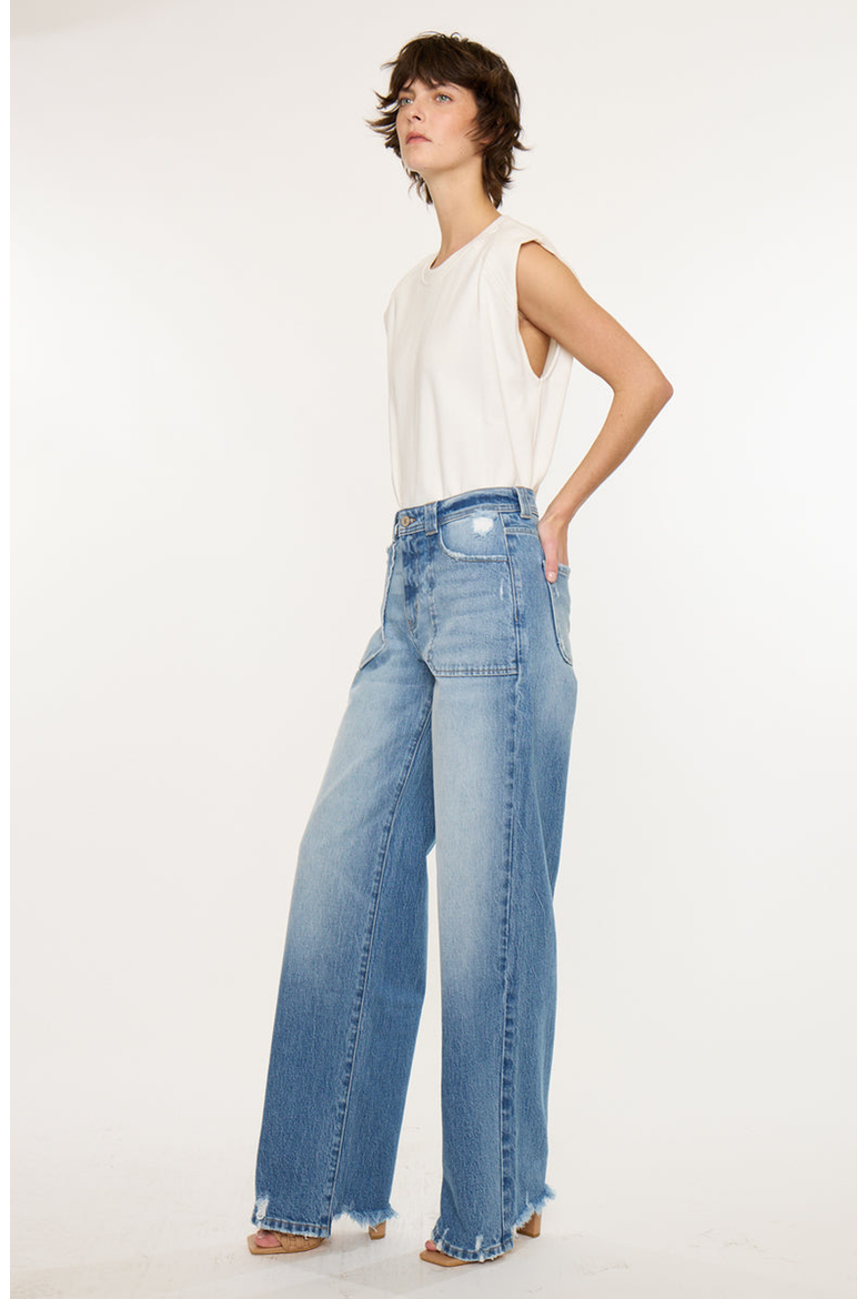 Monie High Rise Wide Jeans, Alternate, color, Medium Wash