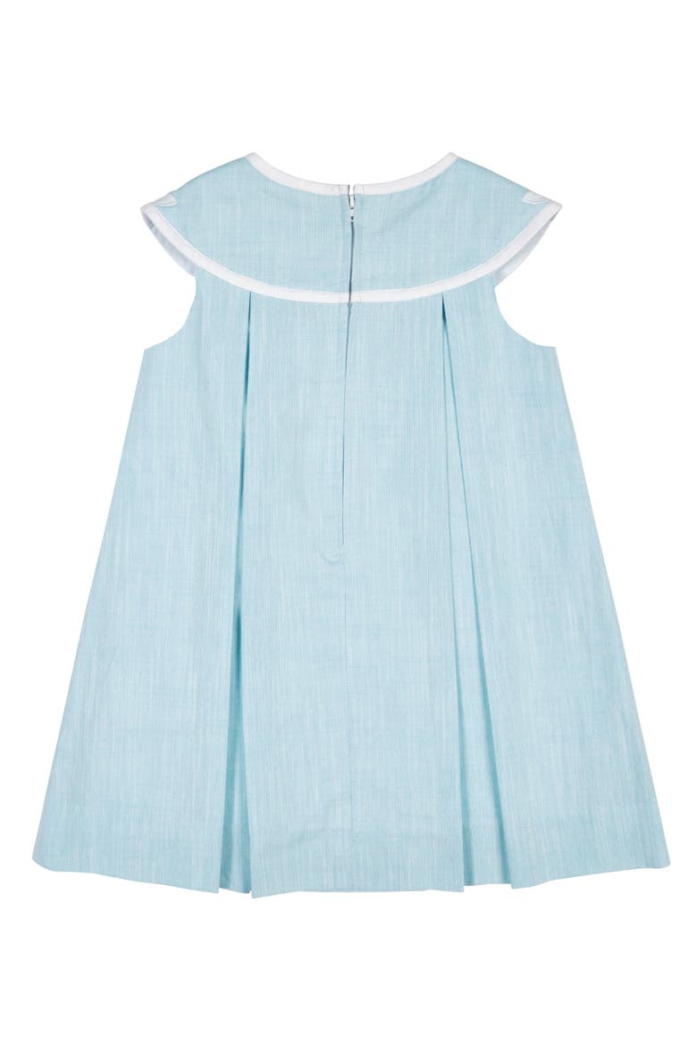 Linen-Look Dress With Vintage Flower, Alternate, color, Blue