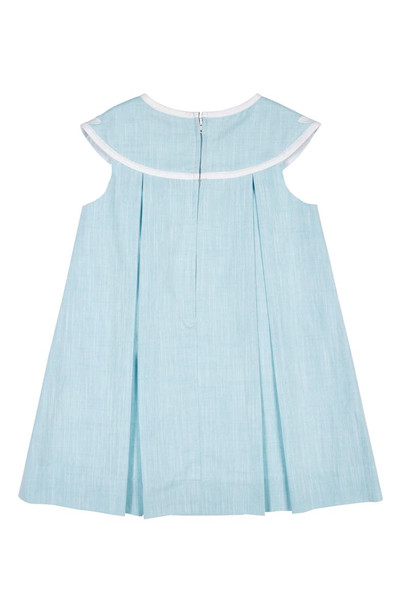 Florence Eiseman Linen-Look Dress With Vintage Flower, Alternate, color, Blue