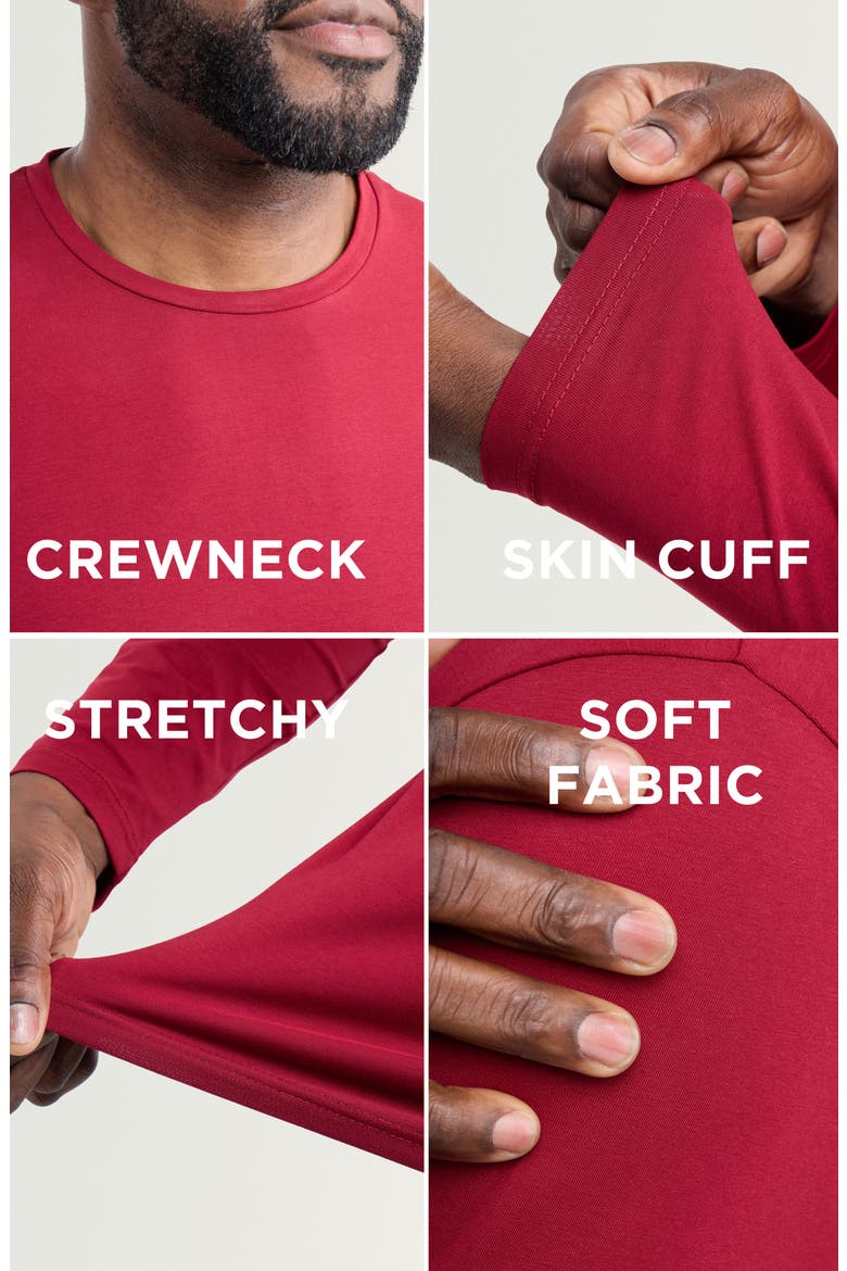 Crewneck Long Sleeve T-Shirt, Alternate, color, BURGUNDY