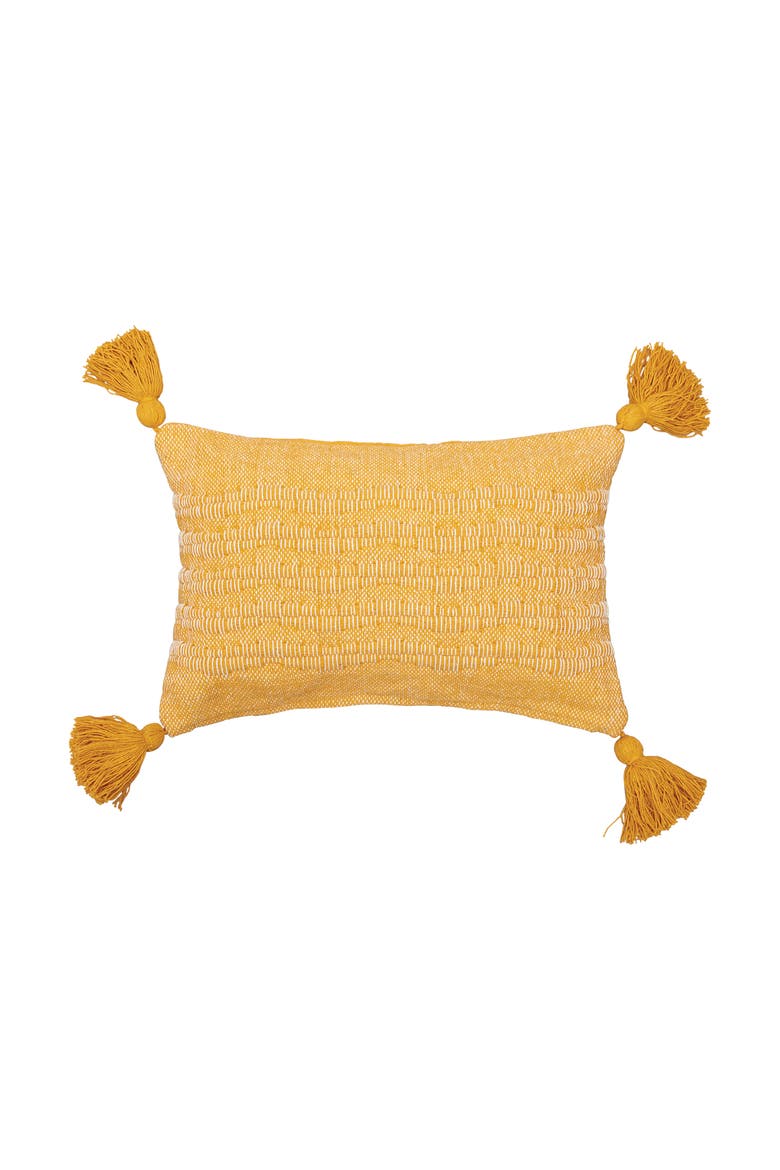Hodges Woven Throw Pillow with Tassels, Main, color, Yellow