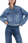HINT OF BLU Frayed Crop Denim Jacket