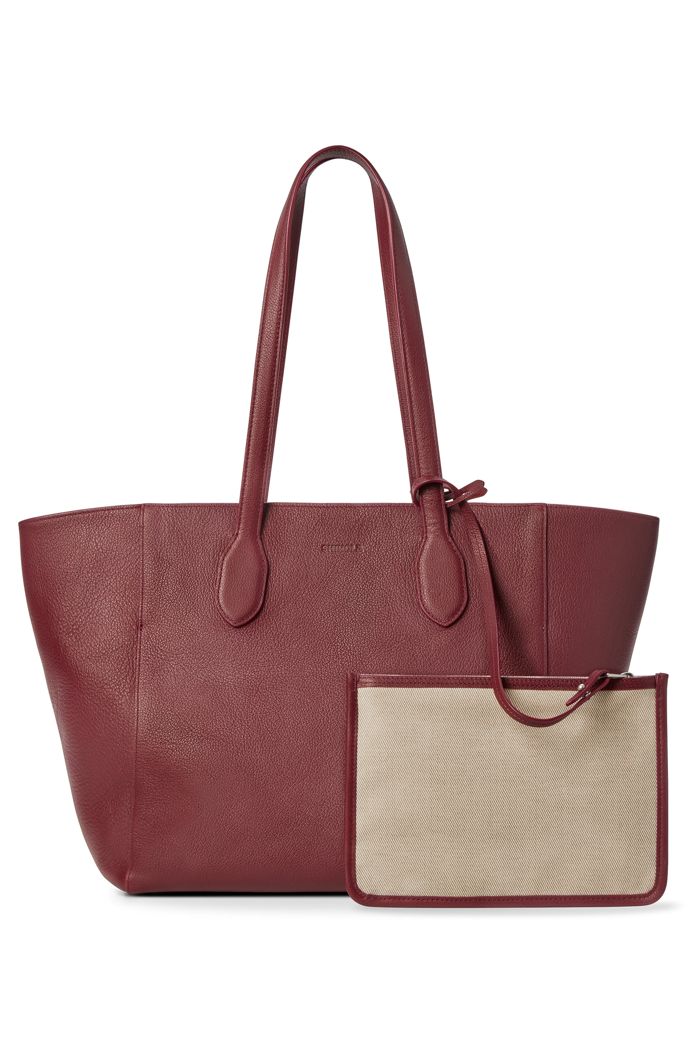 Runabout Pebble Leather Tote, Alternate, color, RUBY