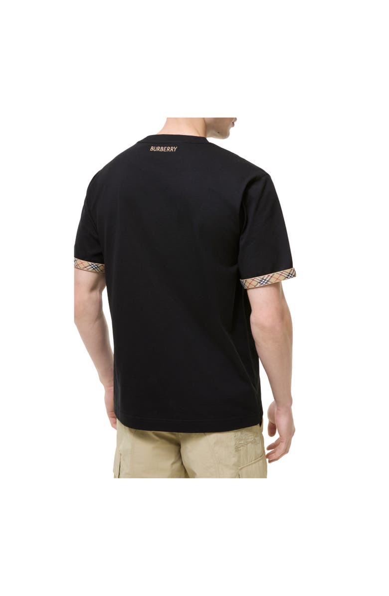Burberry Check Trim Cotton T-shirt, Alternate, color, Black