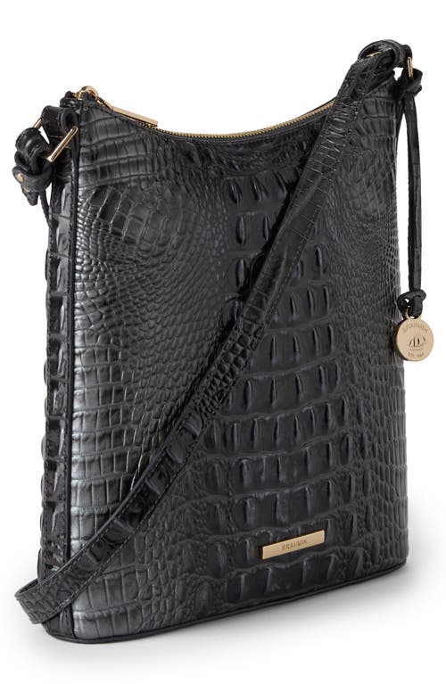 Brahmin Katie Croc Embossed Leather Crossbody Bag In Black