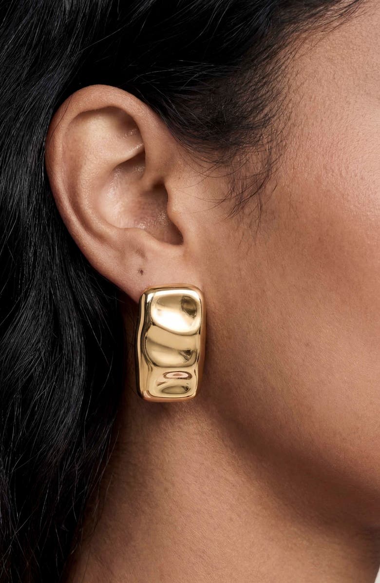 Ettika Molten Edge Stud Earrings, Alternate, color, Gold