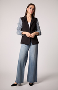 BLUE REVIVAL Mixed Media Blazer