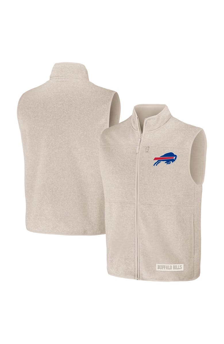NFL X DARIUS RUCKER Men's NFL x Darius Rucker Collection by Fanatics Oatmeal Buffalo Bills Full-Zip Sweater Vest, Alternate, color,