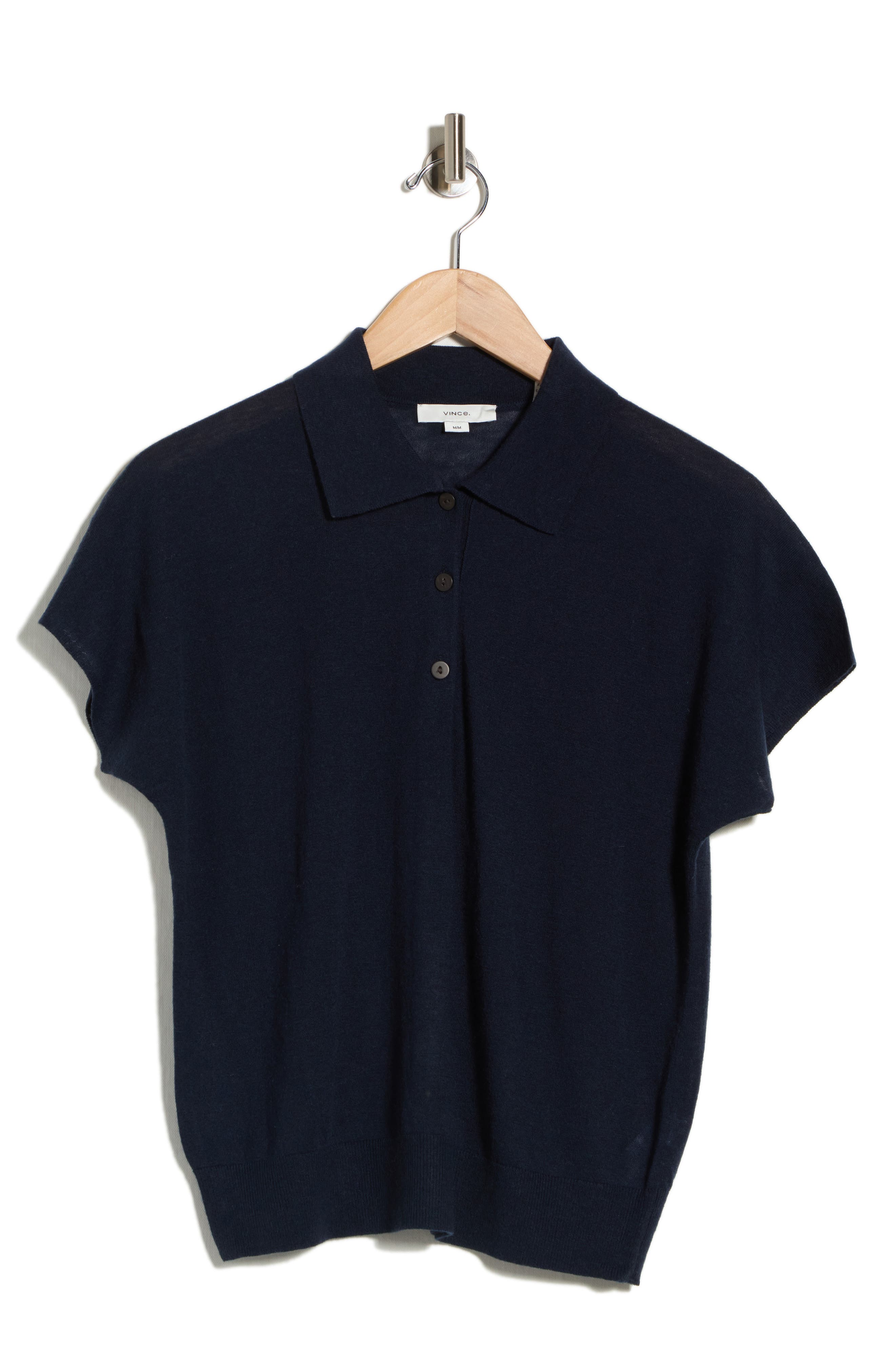 Vince Short Sleeve Wool Blend Polo Sweater