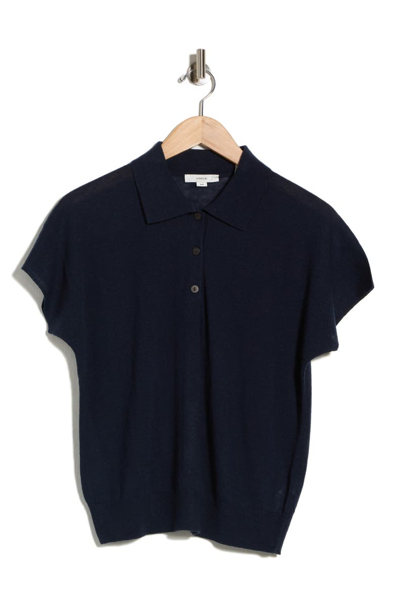 Short Sleeve Wool Blend Polo Sweater, Alternate, color, COASTAL