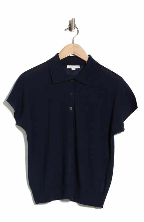 Vince Short Sleeve Wool Blend Polo Sweater