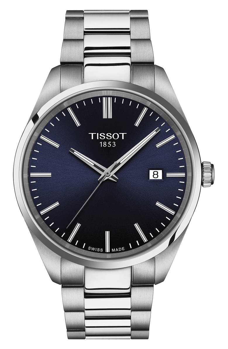Tissot PR 100 Classic Bracelet Watch, 40mm, Main, color, Silver/ Blue