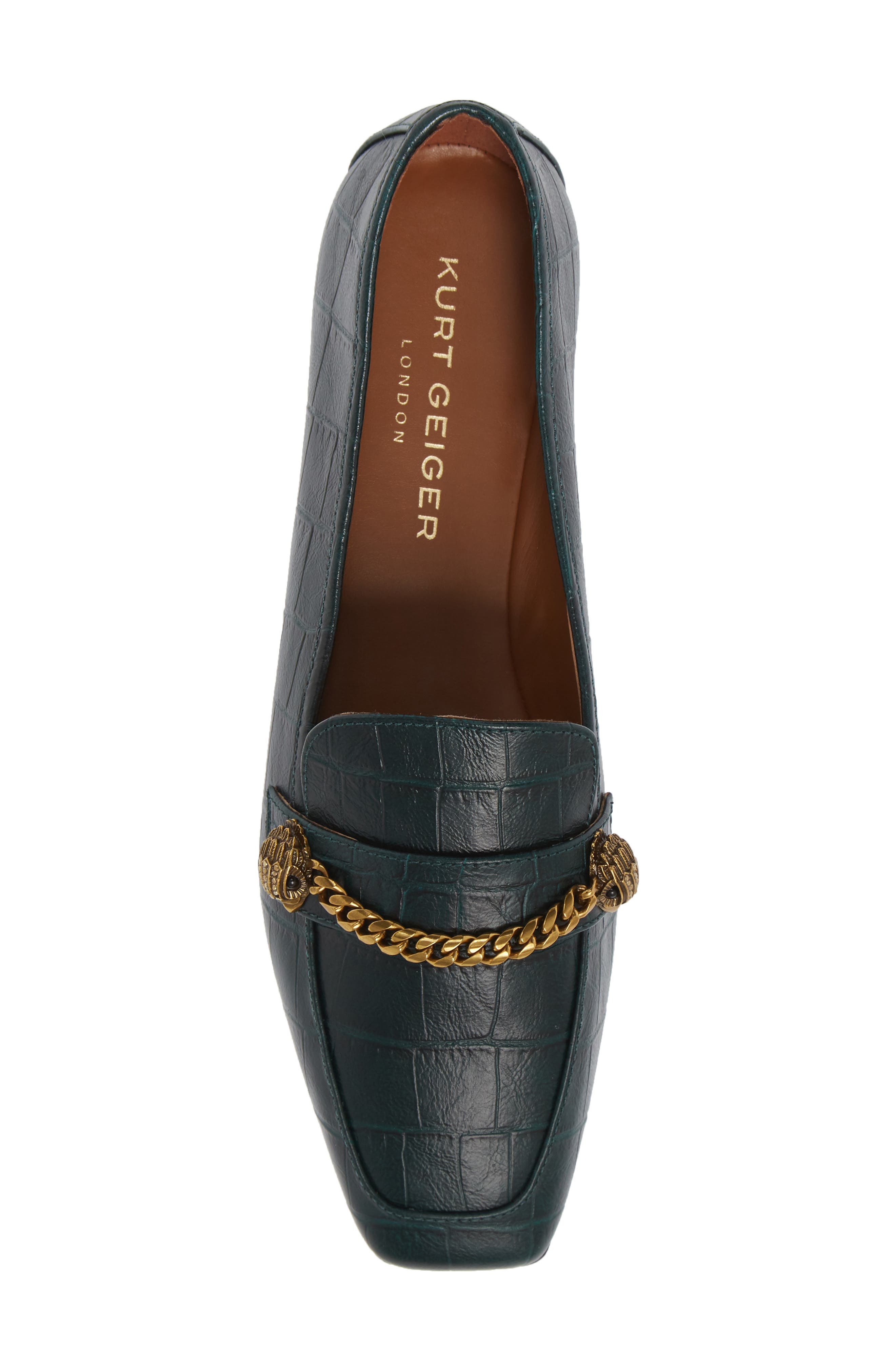 Camilla Croc Embossed Loafer, Alternate, color, DARK GREEN CROC