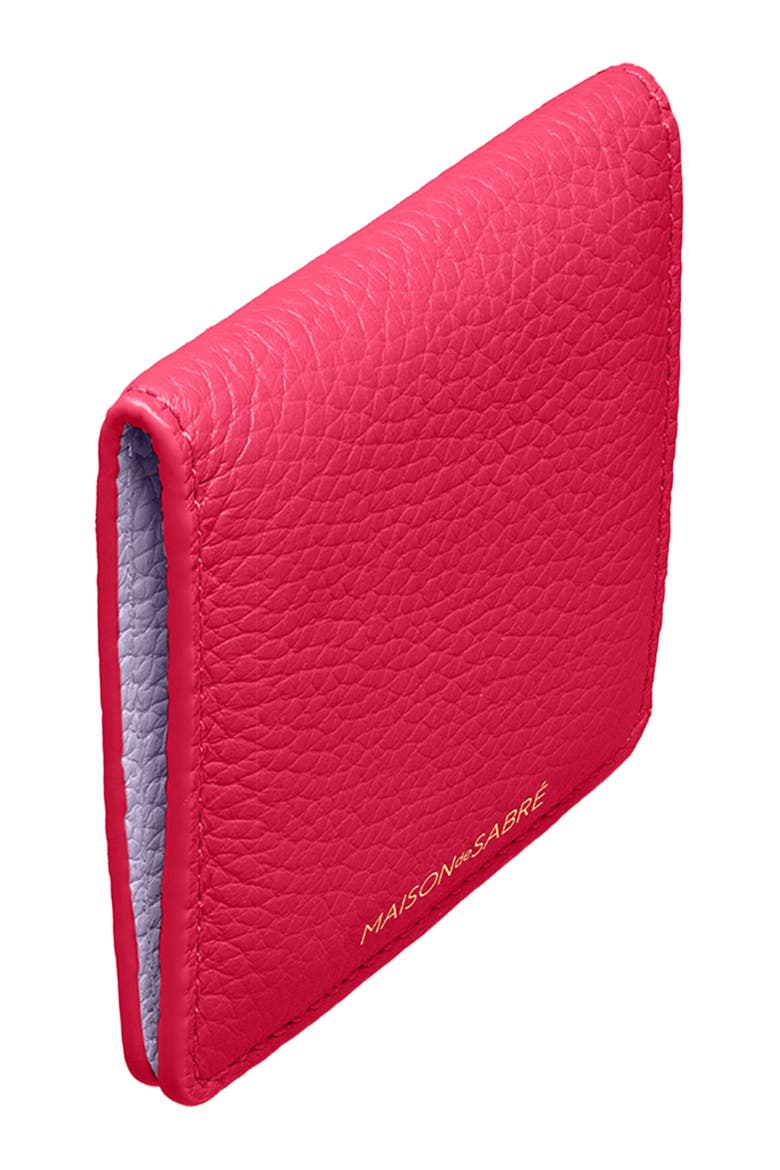 Leather Compact Mirror, Alternate, color, Fuchsia Lavender