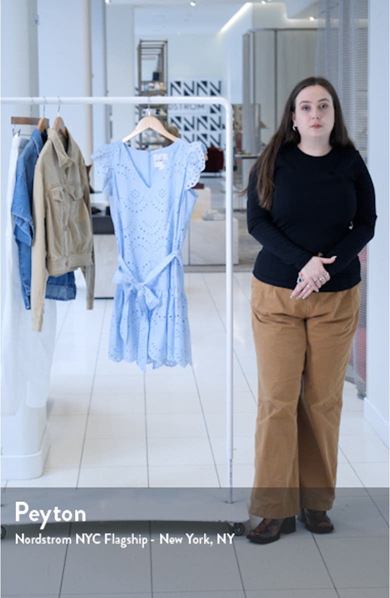 Paisley Eyelet Tie Belt A-Line Minidress, sales video thumbnail