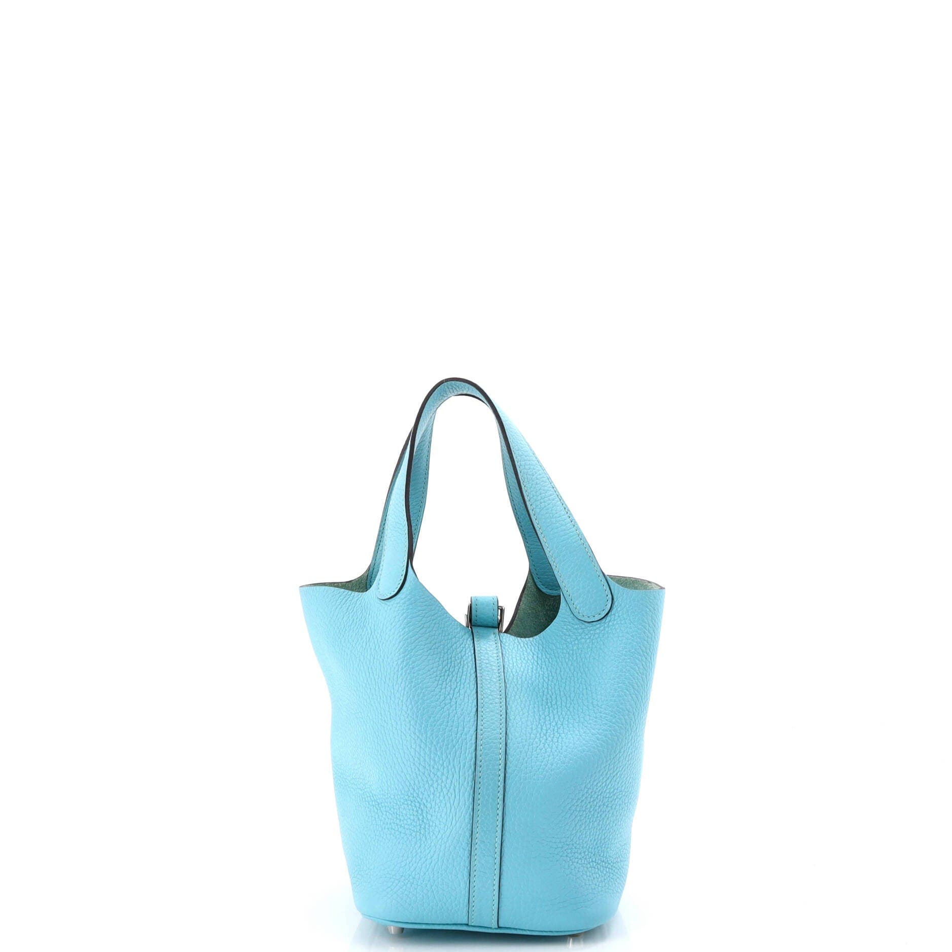 Pre-Owned Hermes Picotin Lock Bag Clemence PM, Alternate, color, Bleu Atoll